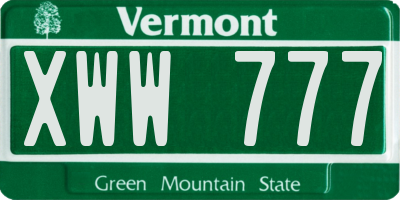 VT license plate XWW777