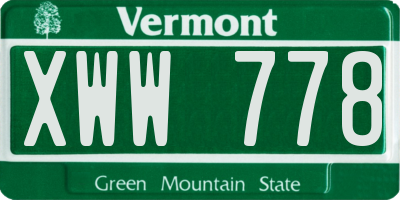 VT license plate XWW778