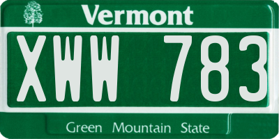 VT license plate XWW783