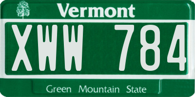 VT license plate XWW784