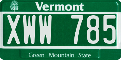 VT license plate XWW785