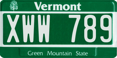VT license plate XWW789