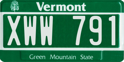 VT license plate XWW791