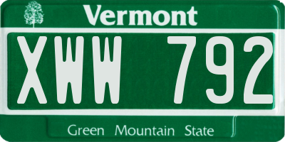 VT license plate XWW792