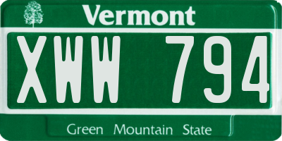 VT license plate XWW794