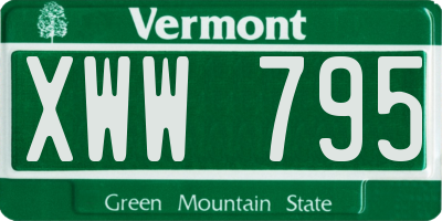 VT license plate XWW795