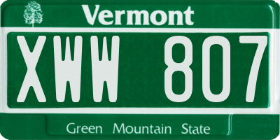 VT license plate XWW807