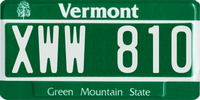 VT license plate XWW810