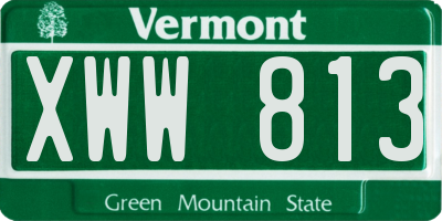 VT license plate XWW813