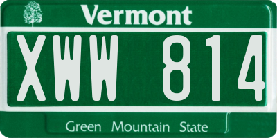 VT license plate XWW814