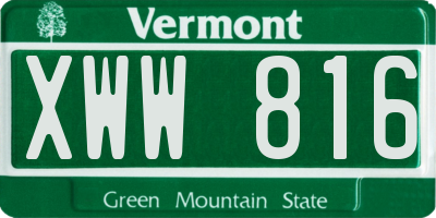 VT license plate XWW816