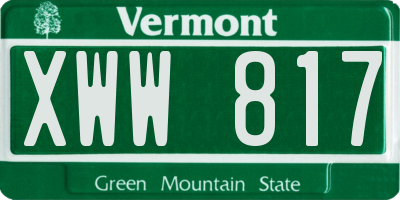 VT license plate XWW817