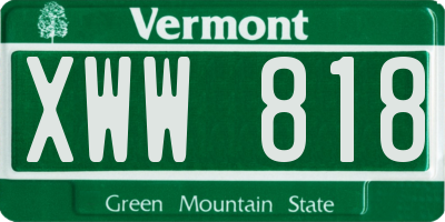 VT license plate XWW818