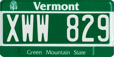 VT license plate XWW829