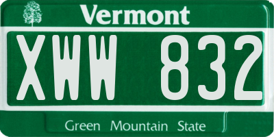 VT license plate XWW832