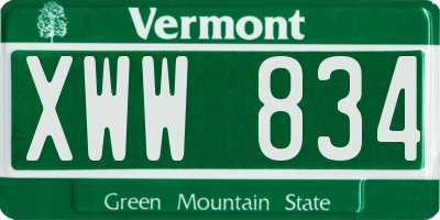 VT license plate XWW834