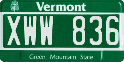 VT license plate XWW836