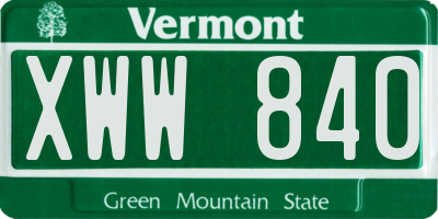 VT license plate XWW840