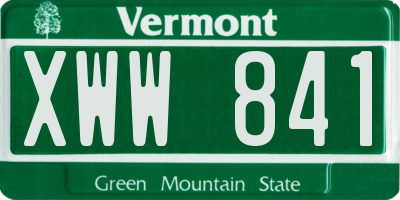 VT license plate XWW841