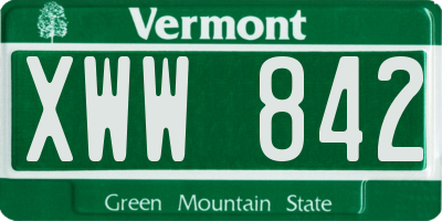 VT license plate XWW842