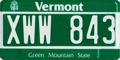 VT license plate XWW843