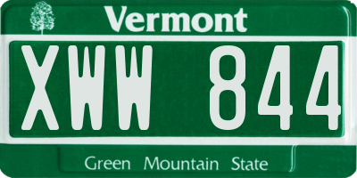 VT license plate XWW844