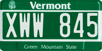VT license plate XWW845