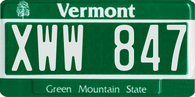 VT license plate XWW847