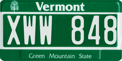 VT license plate XWW848