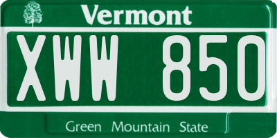 VT license plate XWW850