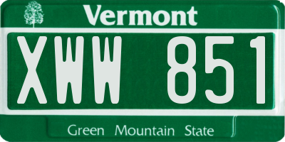 VT license plate XWW851