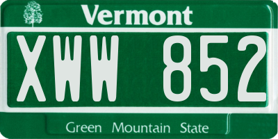 VT license plate XWW852