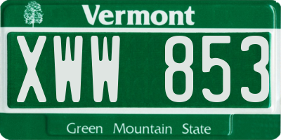VT license plate XWW853