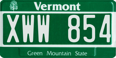VT license plate XWW854