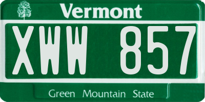 VT license plate XWW857