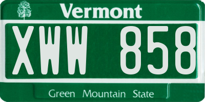 VT license plate XWW858
