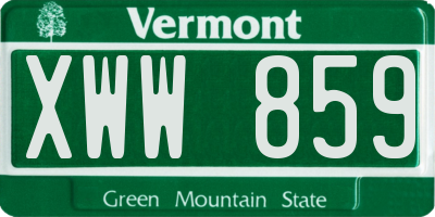 VT license plate XWW859