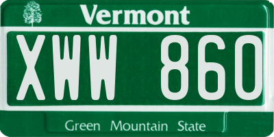 VT license plate XWW860