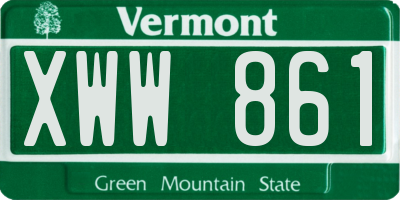 VT license plate XWW861