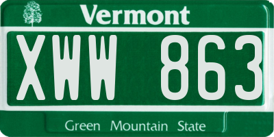 VT license plate XWW863