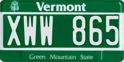 VT license plate XWW865