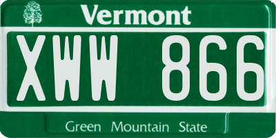 VT license plate XWW866