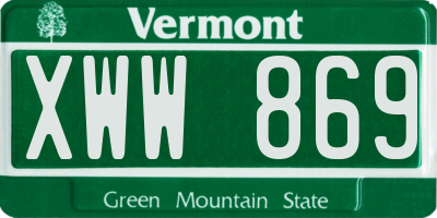 VT license plate XWW869