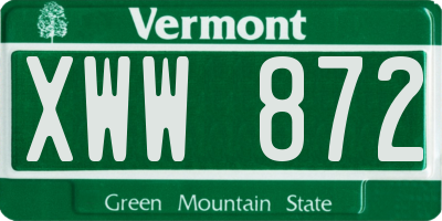VT license plate XWW872