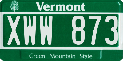 VT license plate XWW873