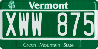 VT license plate XWW875