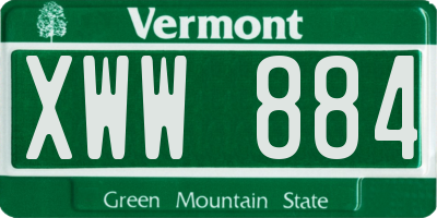 VT license plate XWW884