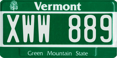 VT license plate XWW889