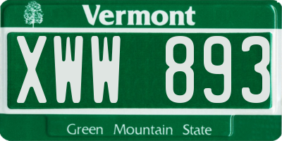 VT license plate XWW893