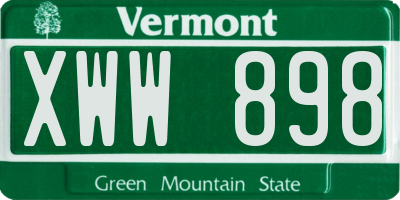 VT license plate XWW898